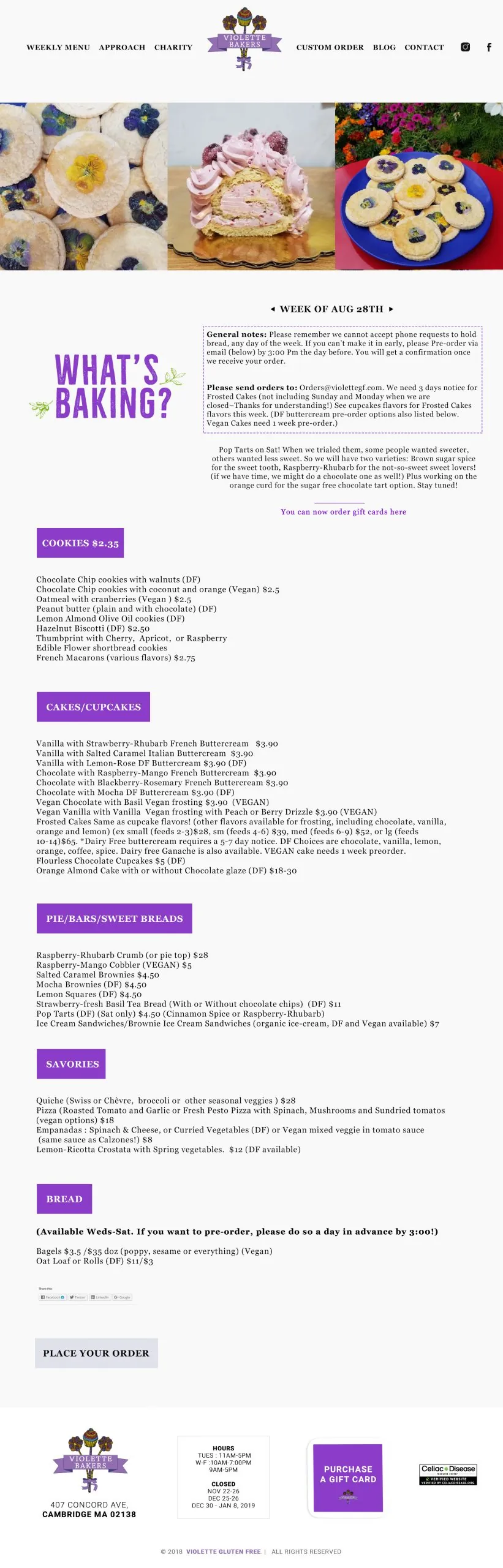 Violette Bakers: what's baking page