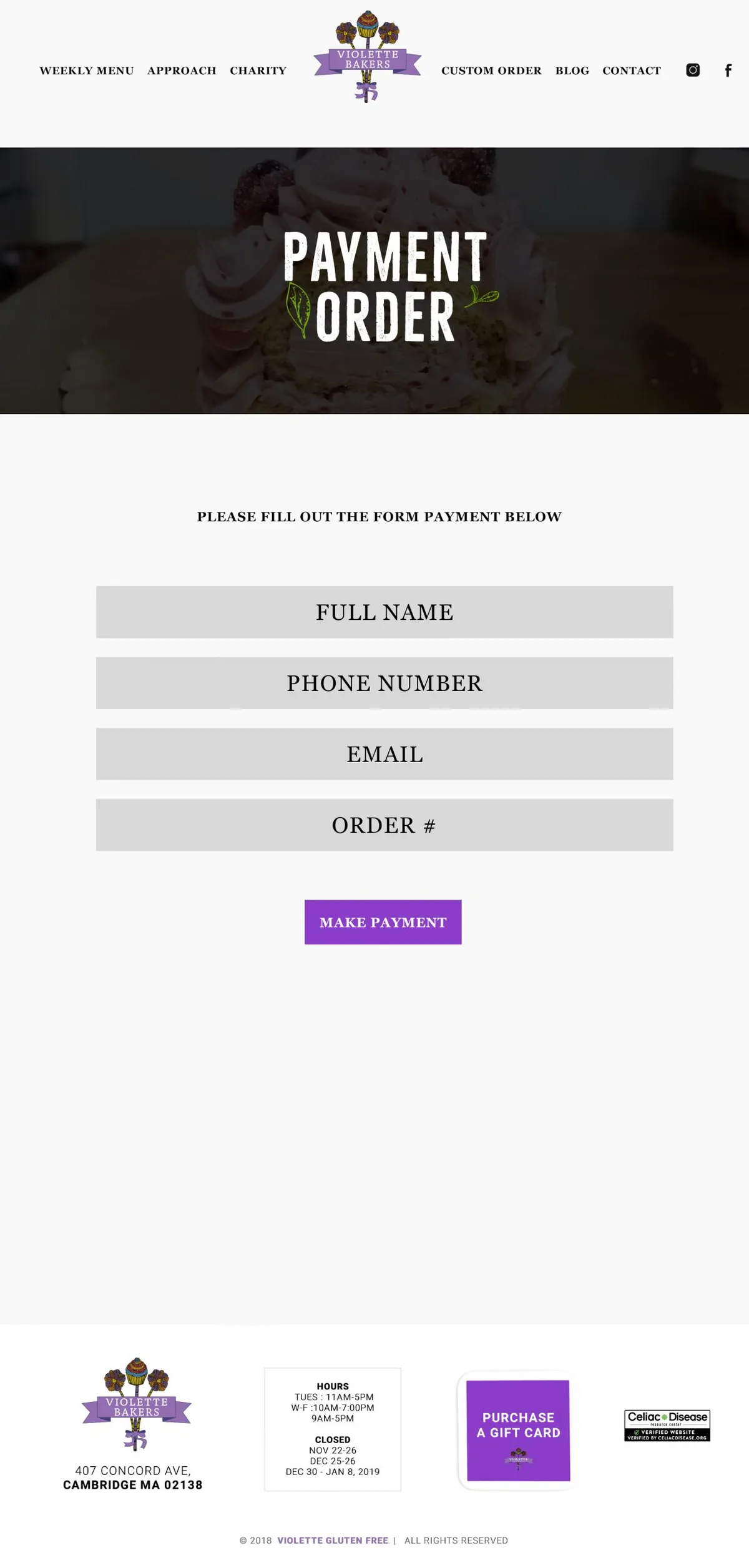 Violette Bakers: payment order